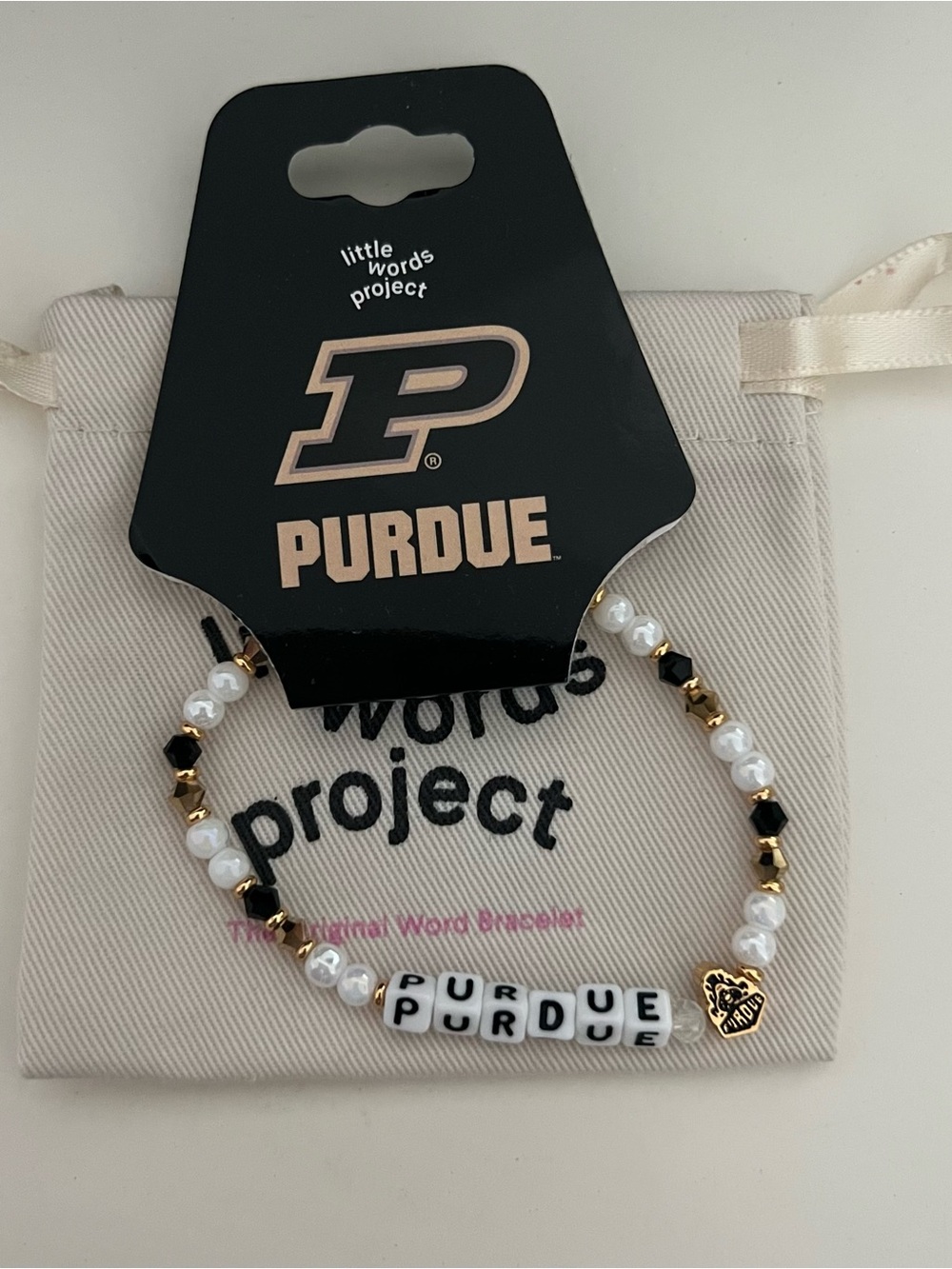 Little Words Project Bracelet Purdue NEW Black White Gold
